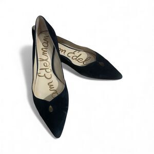 Black Suede Leather Ballet Flat Pointy Slip On Sam Edelman Holiday Casual Dress
